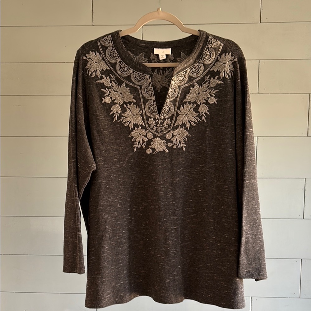 J. Jill Gray Embellished Tunic with Relaxed Fit